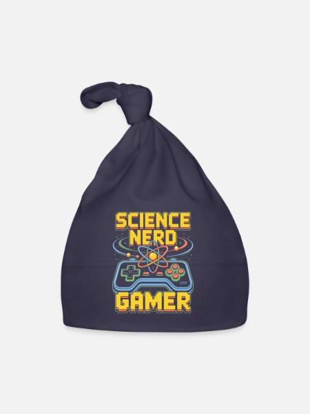 Science Nerd Gamer Atom Controller Wissenschaft - Bonnet bio Bébé - marine - Devant