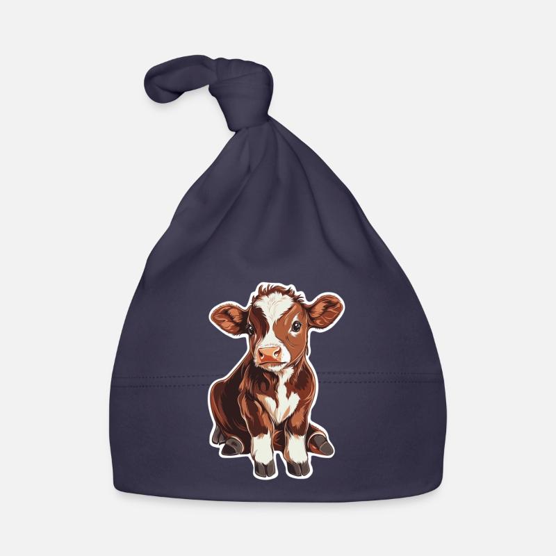 Vache - Bonnet bio Bébé - marine
