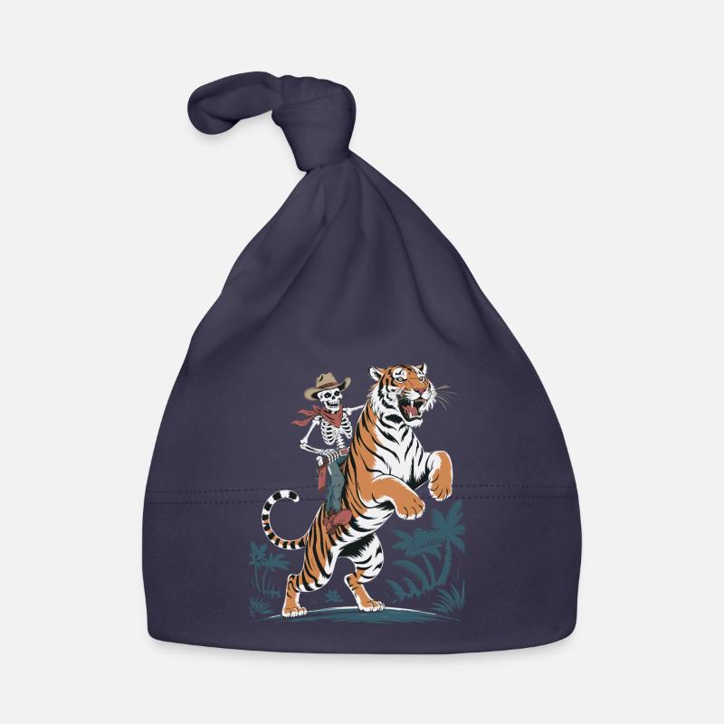Adventurous skeleton with tiger Organic Baby Cap