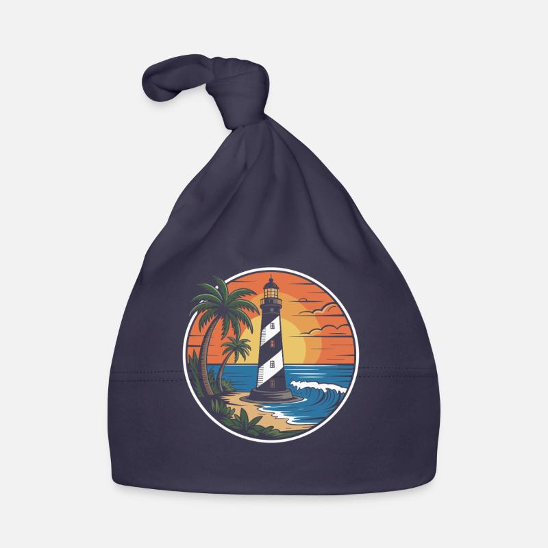 Phare et coucher de soleil Bonnet bio Bébé