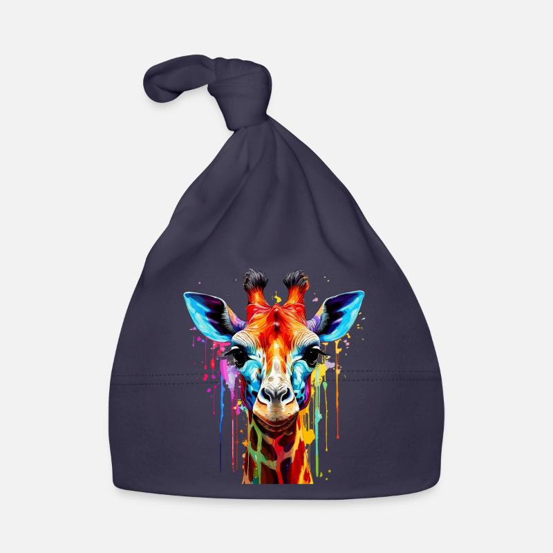 Lebendige Giraffe Farbexplosion - Baby Bio-Mütze - Navy
