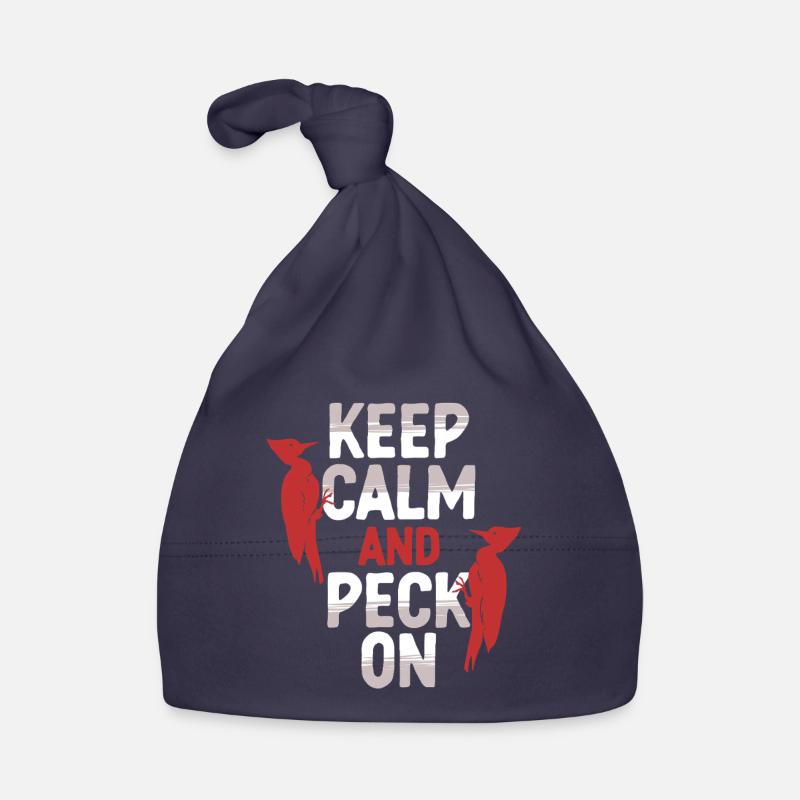 Ivory Woodpecker Keep Calm And Peck On Organic Baby Cap
