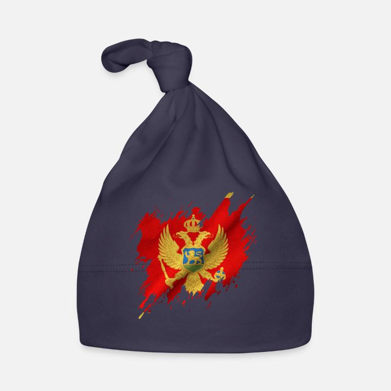 Drapeau du Monténégro, style déchiré - Bonnet bio Bébé - marine