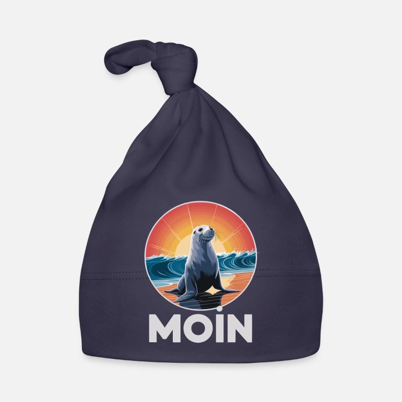 MOIN Seal North Sea Waves Sunset Organic Baby Cap