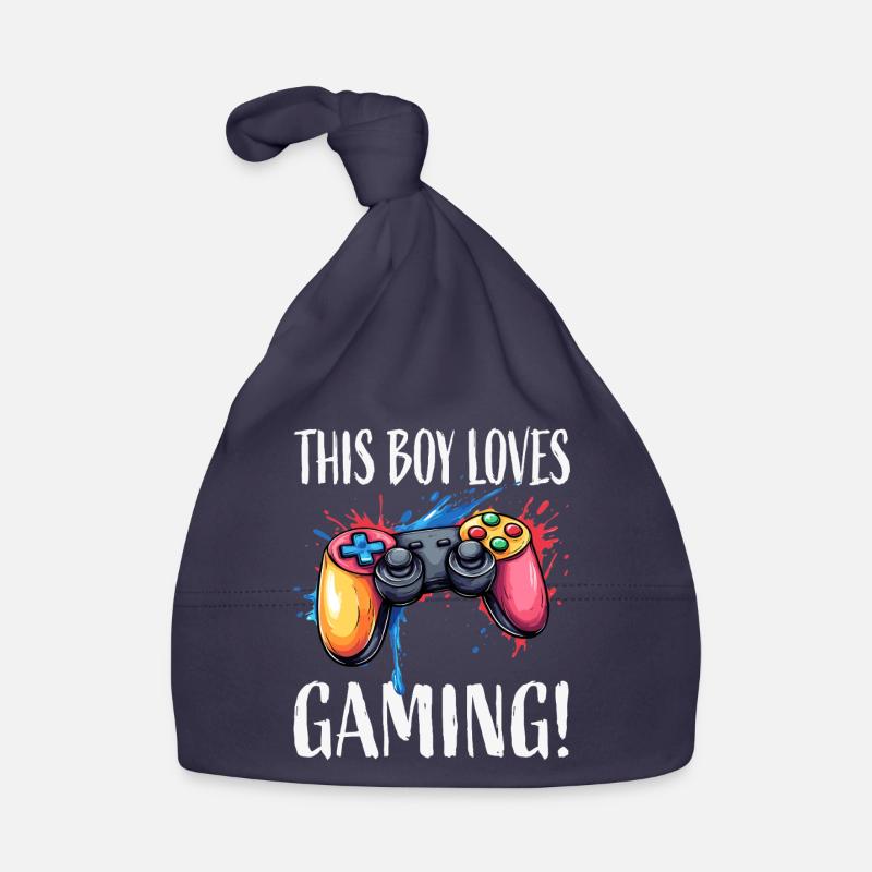 Garçon adore les jeux vidéo – manette colorée Bonnet bio Bébé