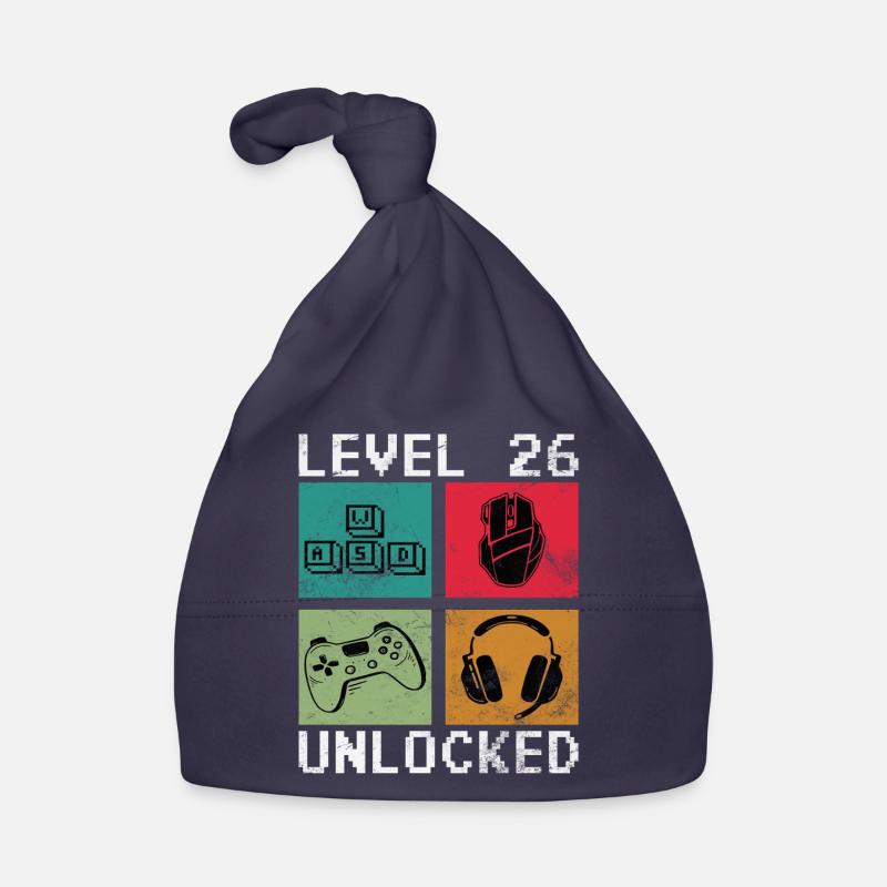 Level 26 Unlocked: Pixel Gaming Blocks Organic Baby Cap