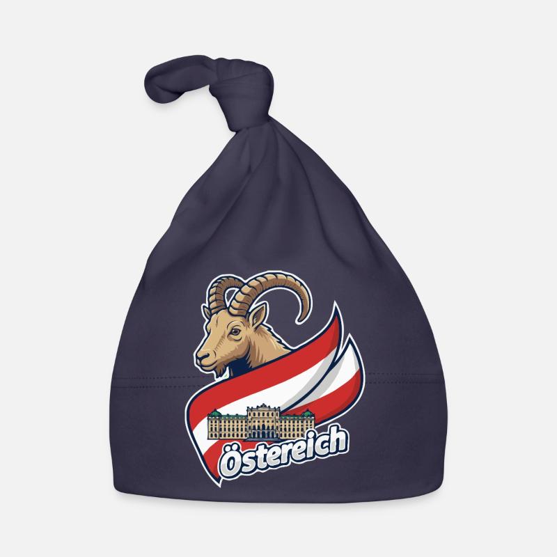 Ibex with Austria flag Organic Baby Cap