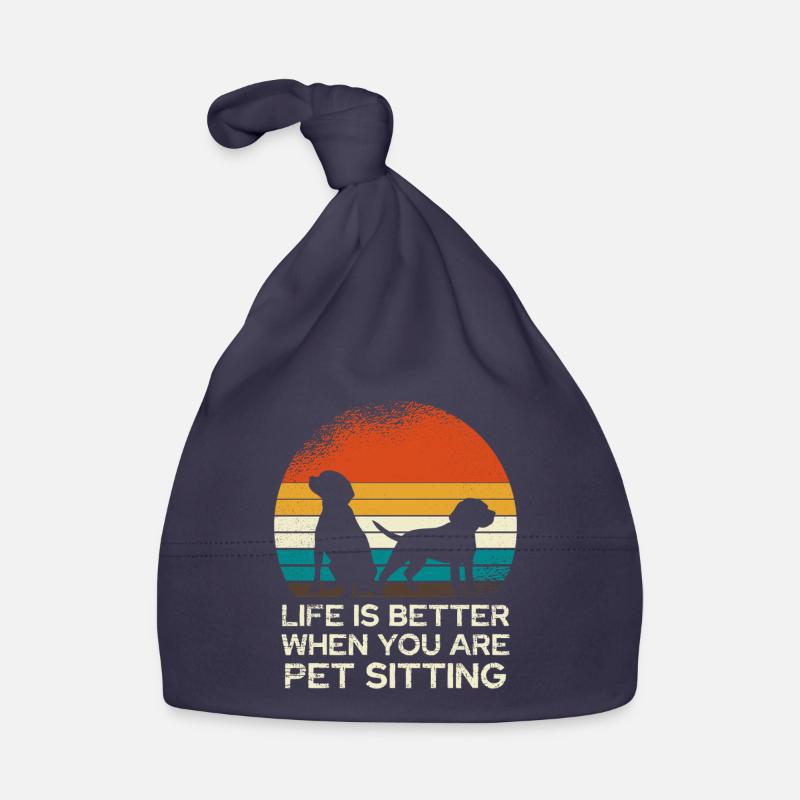 Retro Dog Sitting Sunset Organic Baby Cap