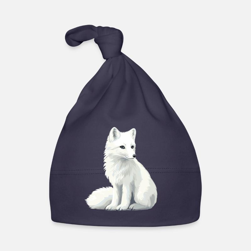 White fox illustration Organic Baby Cap