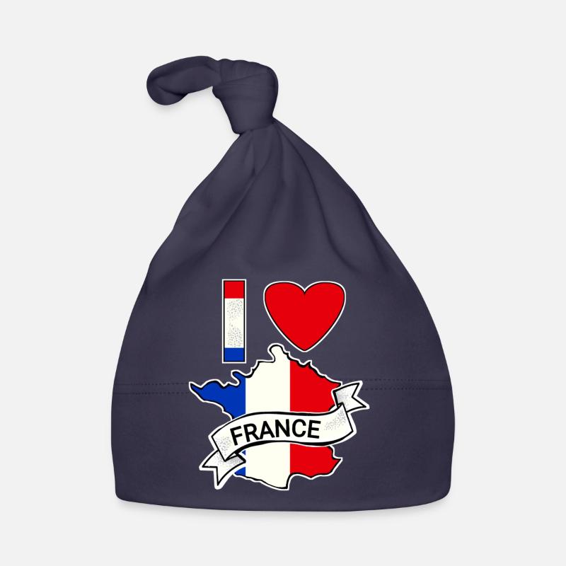 France - Drapeau - Carte - Bonnet bio Bébé - marine
