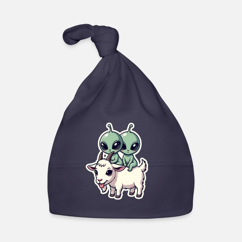 Aliens riding goat Organic Baby Cap