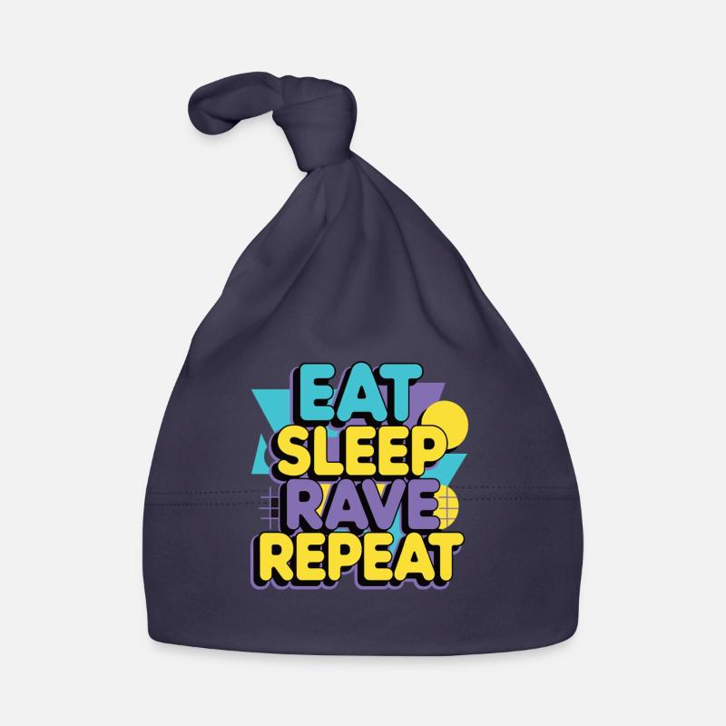 Eat Sleep Rave Repeat – Techno Party Spruch Baby Bio-Mütze