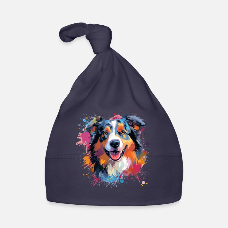 Australian Shepherd Bunte Hunde-Splash-Kunst Baby Bio-Mütze