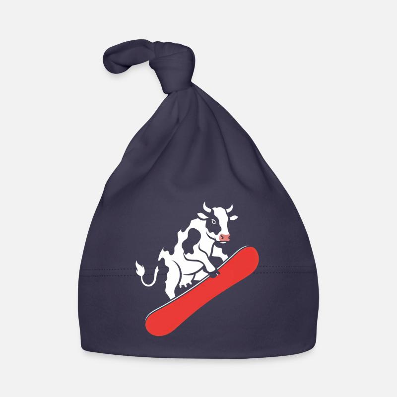 Kuh auf Skateboard Baby Bio-Mütze