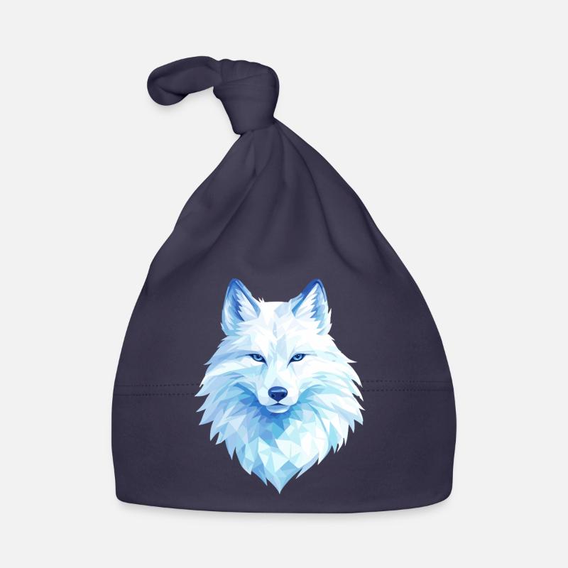 Polygon Wolf Eis Blau– Modern Art - Organic Baby Cap - navy