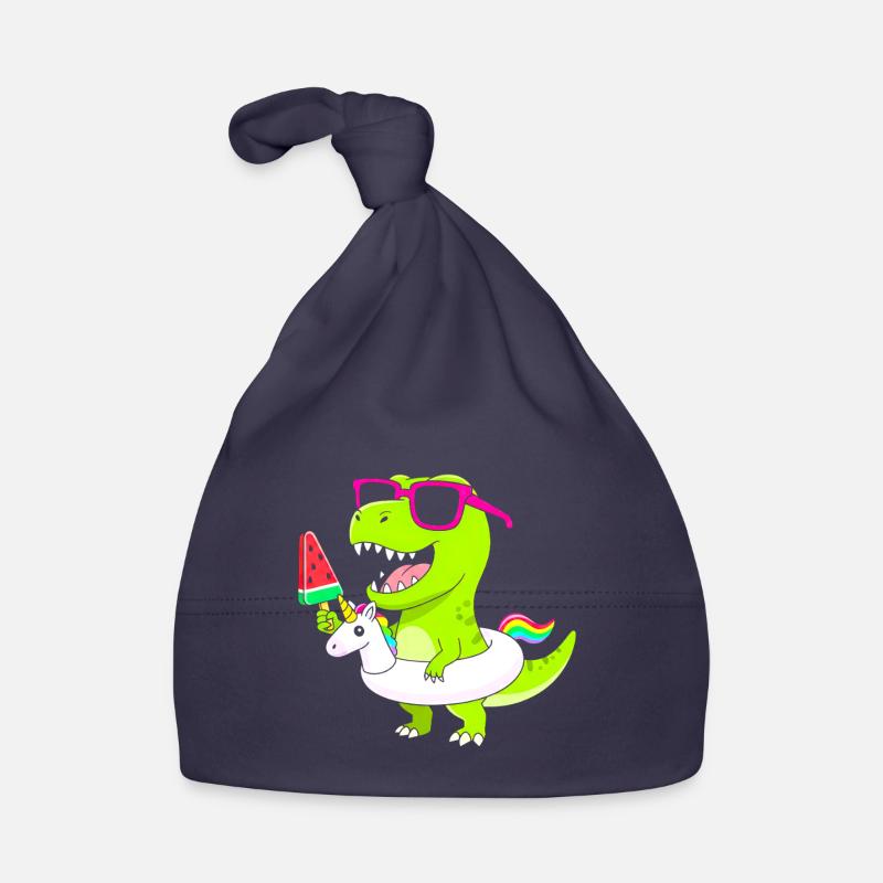 Neon-Dino mit Eis und Einhorn Baby Bio-Mütze