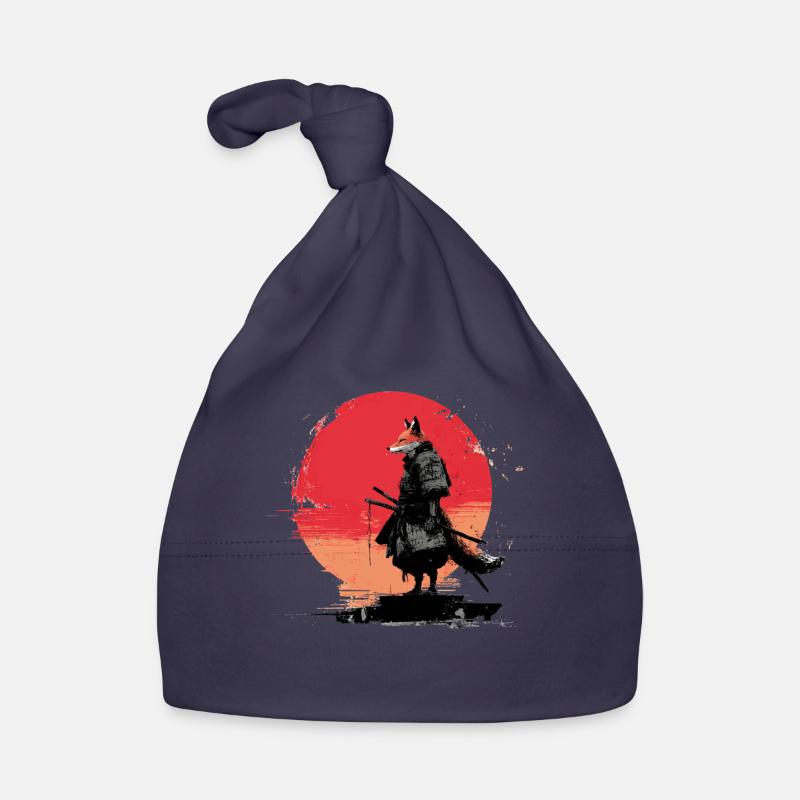 Fox Samurai au coucher du soleil Bonnet bio Bébé