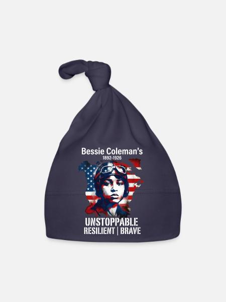 Bessie Coleman Courageous aviation pioneer - Organic Baby Cap - navy - Front