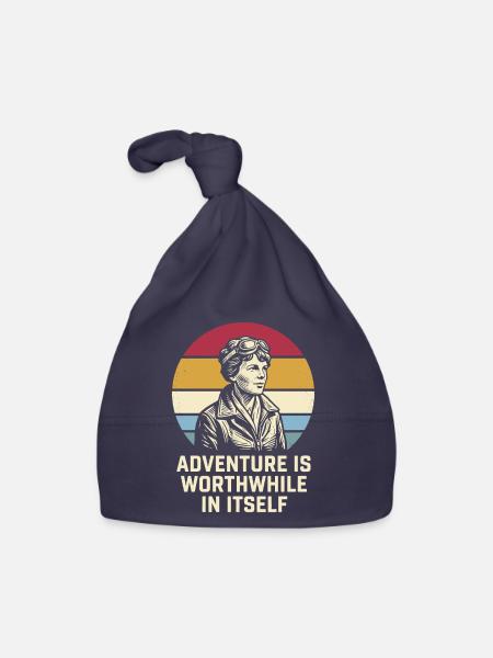 Amelia Earhart The adventure is worthwhile - Organic Baby Cap - navy - Front