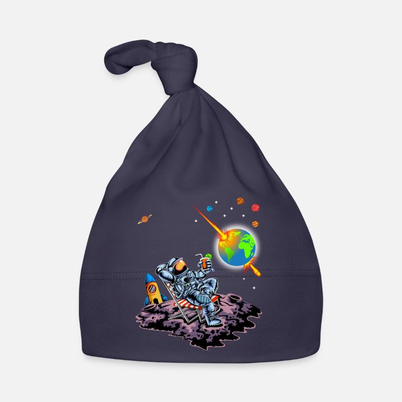 Astronaut Relaxing Earth Exploding Space Humor Art Organic Baby Cap