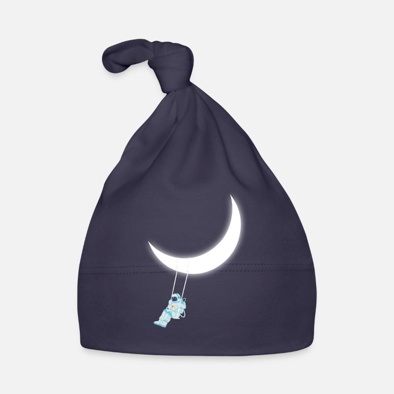 Astronaut Swinging on Crescent Moon Space Dream Organic Baby Cap