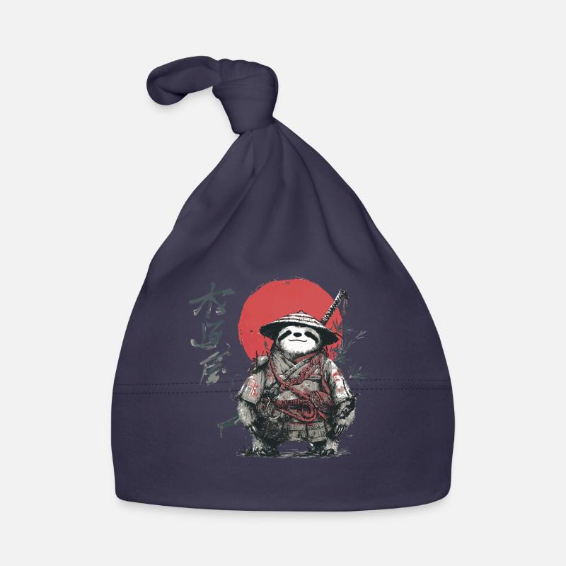Sloth Samurai Under Red Sun Organic Baby Cap
