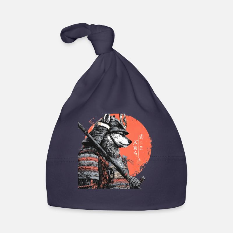 Wolf in Armor samurai  - Organic Baby Cap - navy