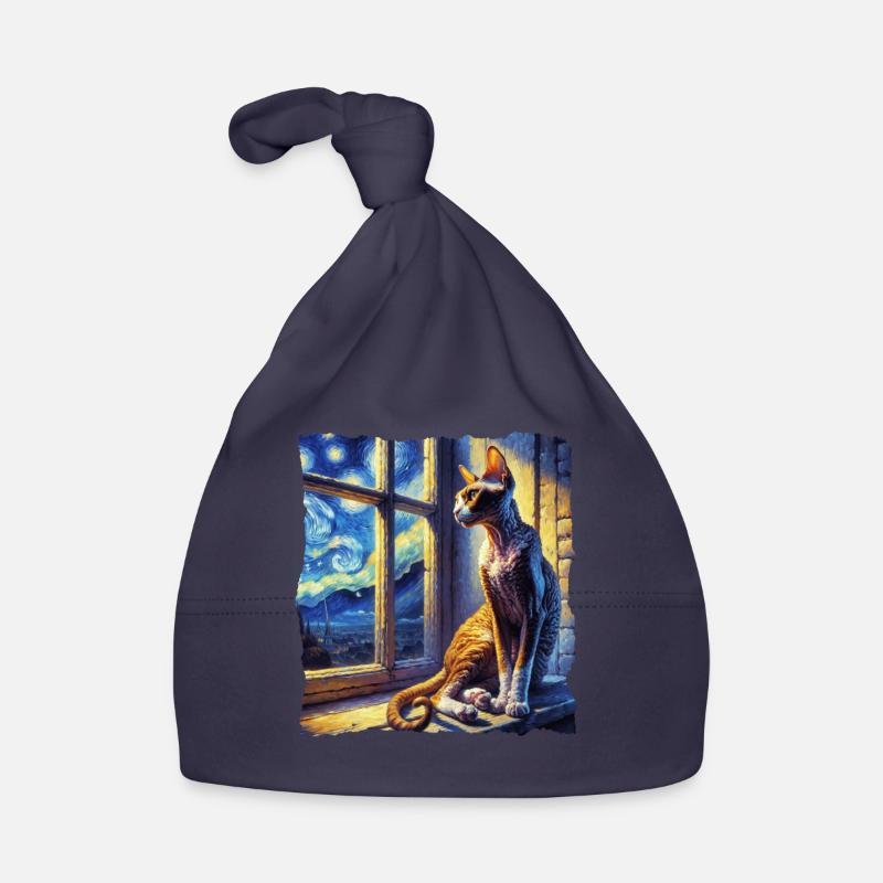 Cornish Rexkatze Starry Night Baby Bio-Mütze
