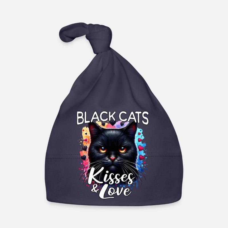Schwarze Katze Liebe Baby Bio-Mütze