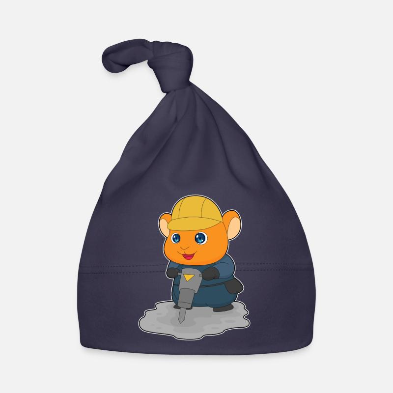 Hamster Construction Worker Jackhammer Construction Site Organic Baby Cap