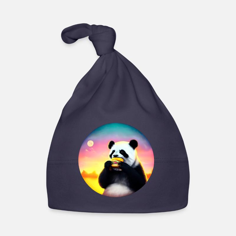 Panda at Cheeseburger Sunset Organic Baby Cap