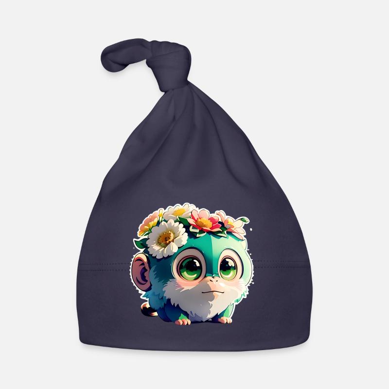 Flowery monkey friend Organic Baby Cap