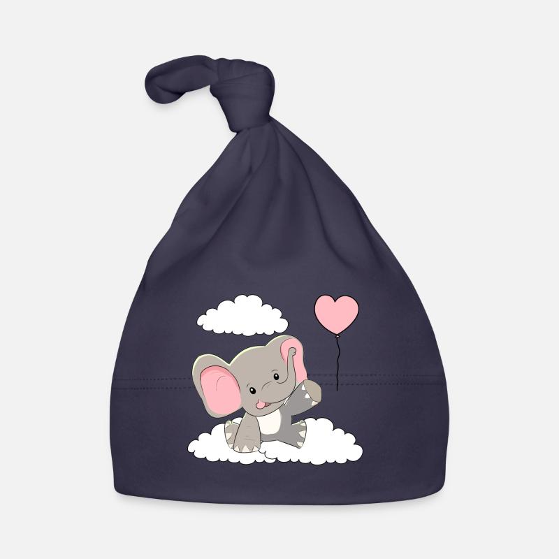 Elephant Baby Balloon Clouds Sky Flying Organic Baby Cap