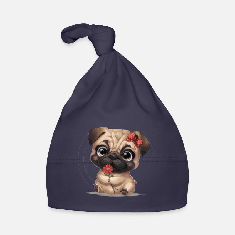 Mops Hundehalter Mops Liebe Blume Baby Bio-Mütze