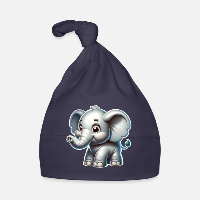 Éléphant - Bonnet bio Bébé - marine