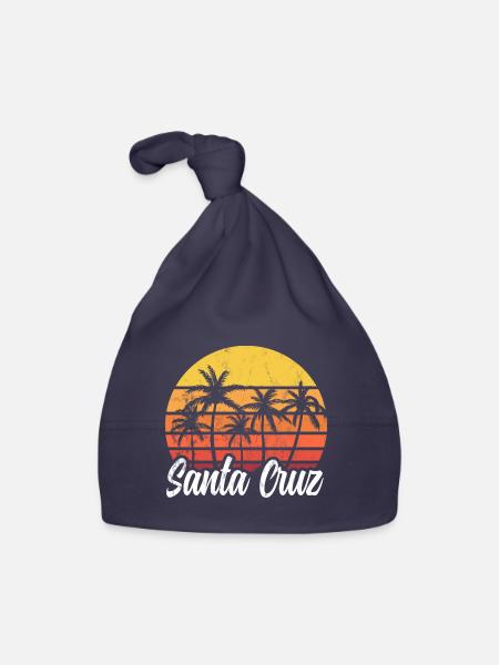 Santa Cruz Retro Vintage 70er 80er Kalifornien - Baby Bio-Mütze - Navy - Vorne