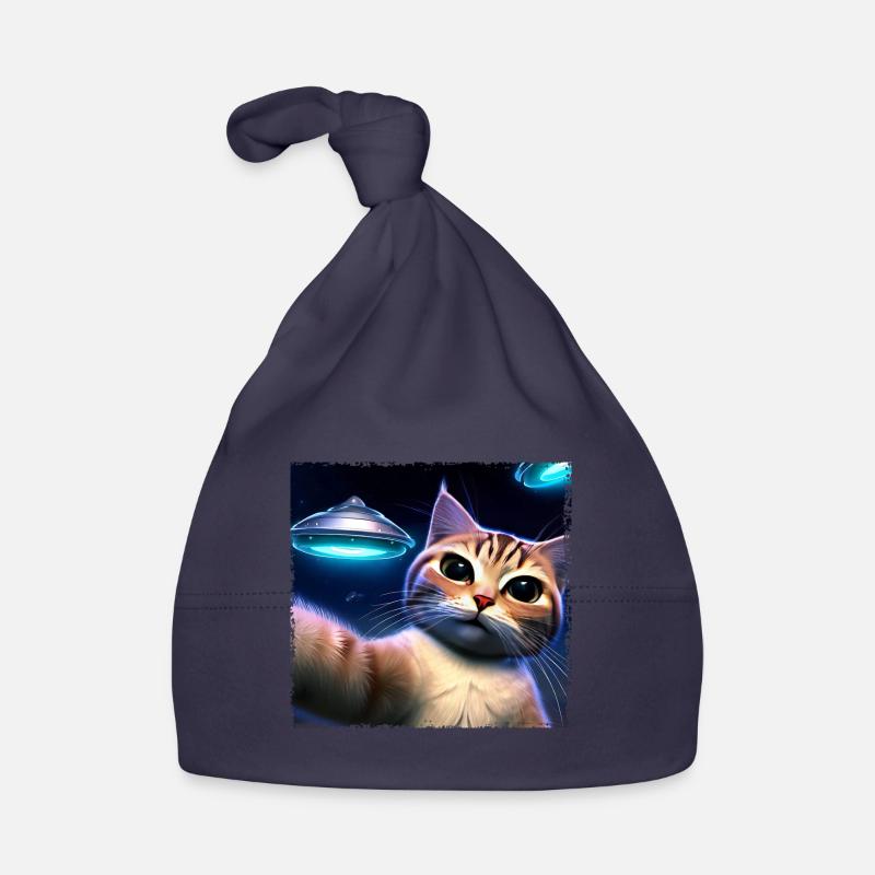 Selfie de chat avec OVNI Bonnet bio Bébé