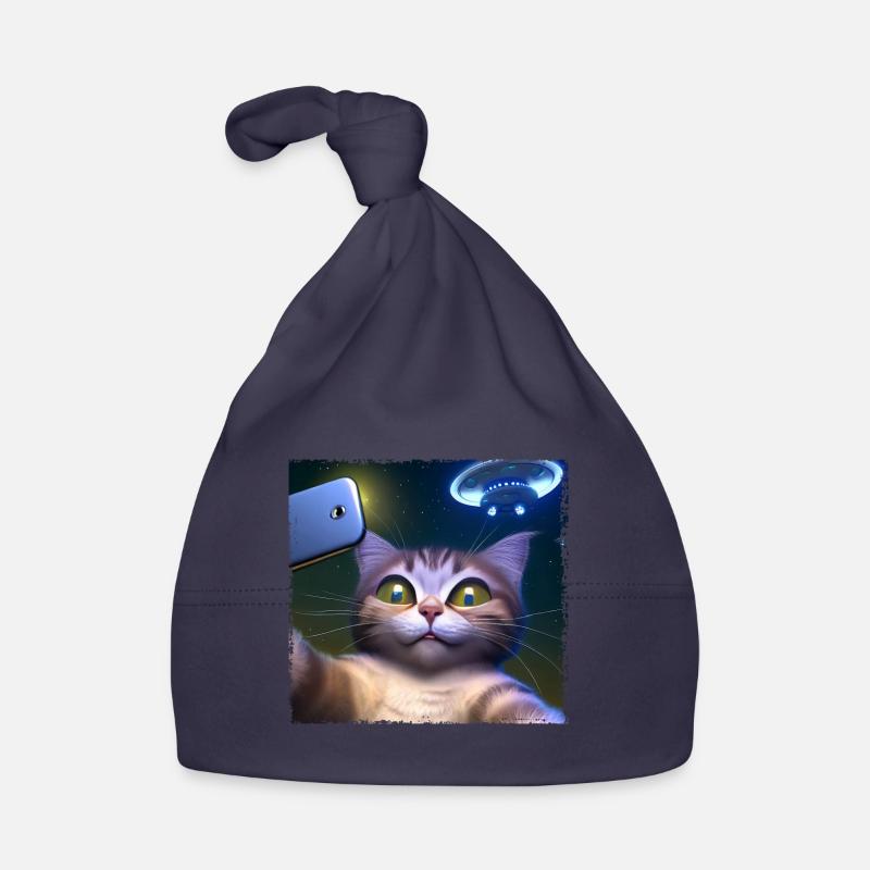 Selfie de chat avec OVNI Bonnet bio Bébé