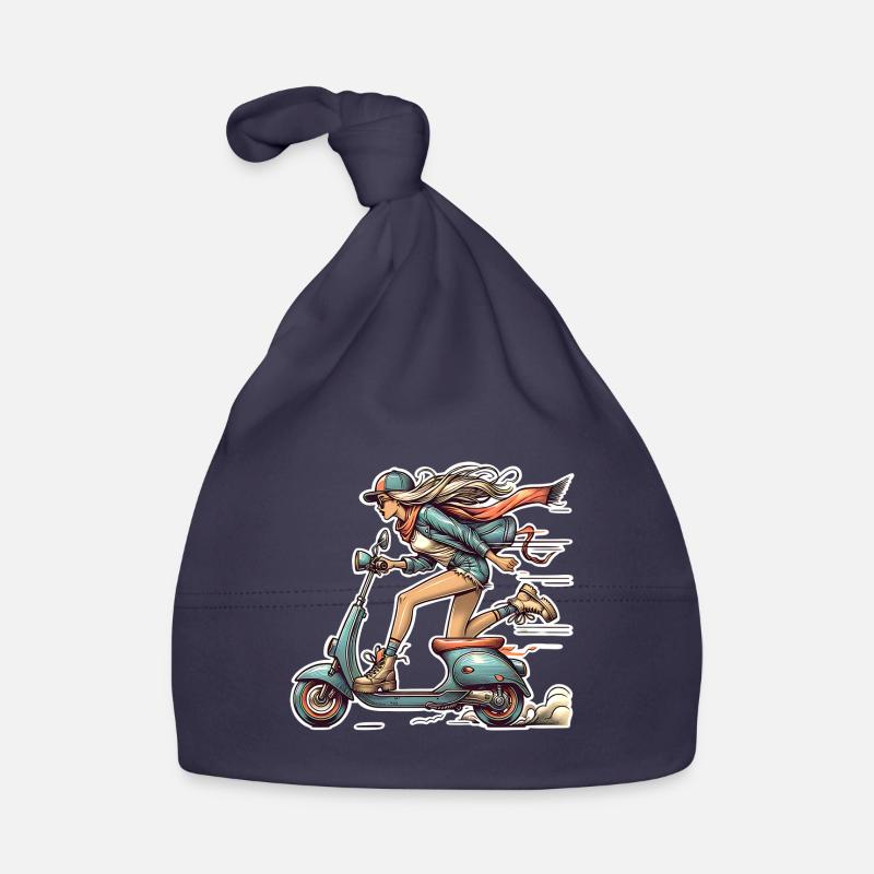 Motorroller Mofa Moped Roller - Baby Bio-Mütze - Navy
