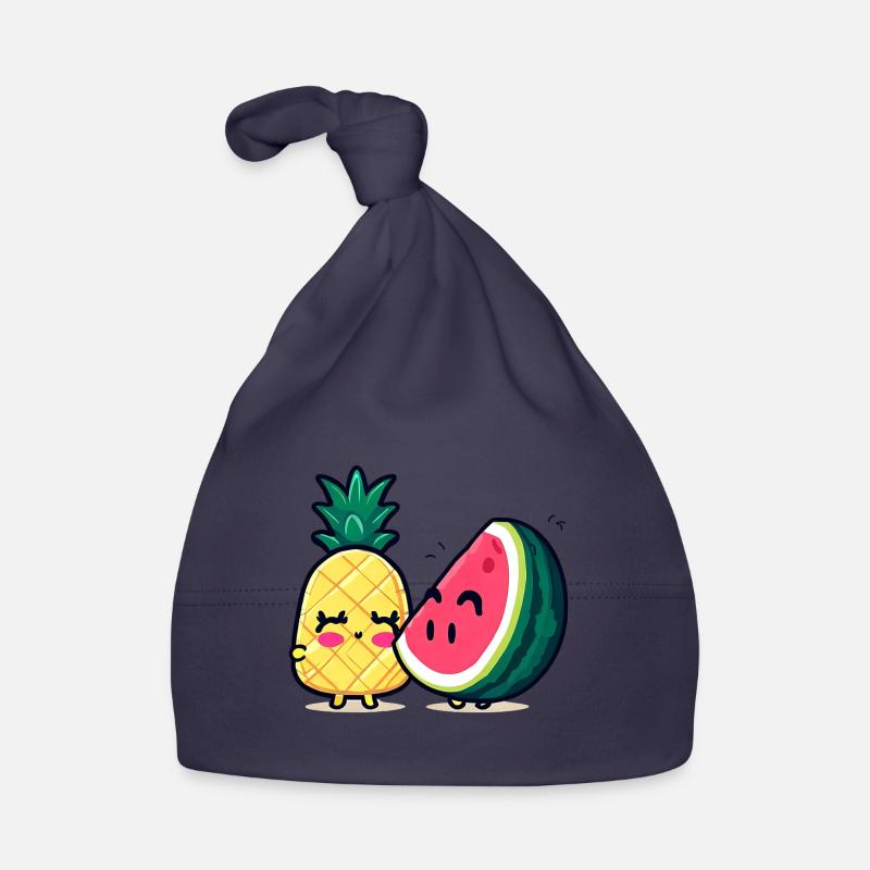 Les meilleurs amis de la pastèque et de l’ananas - Bonnet bio Bébé - marine