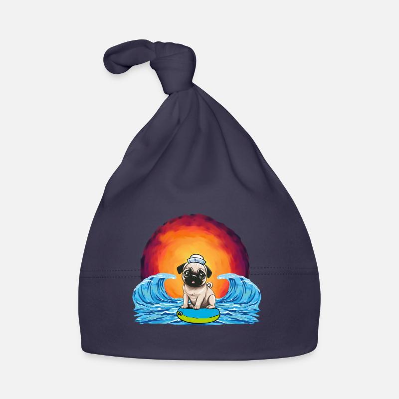 Mops Hund Hunde Seemann Seefahrer maritim Kinder Baby Bio-Mütze