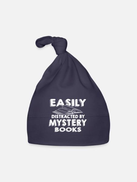Mystery Book Lover Geschenk leicht abgelenkt von - Baby Bio-Mütze - Navy - Vorne
