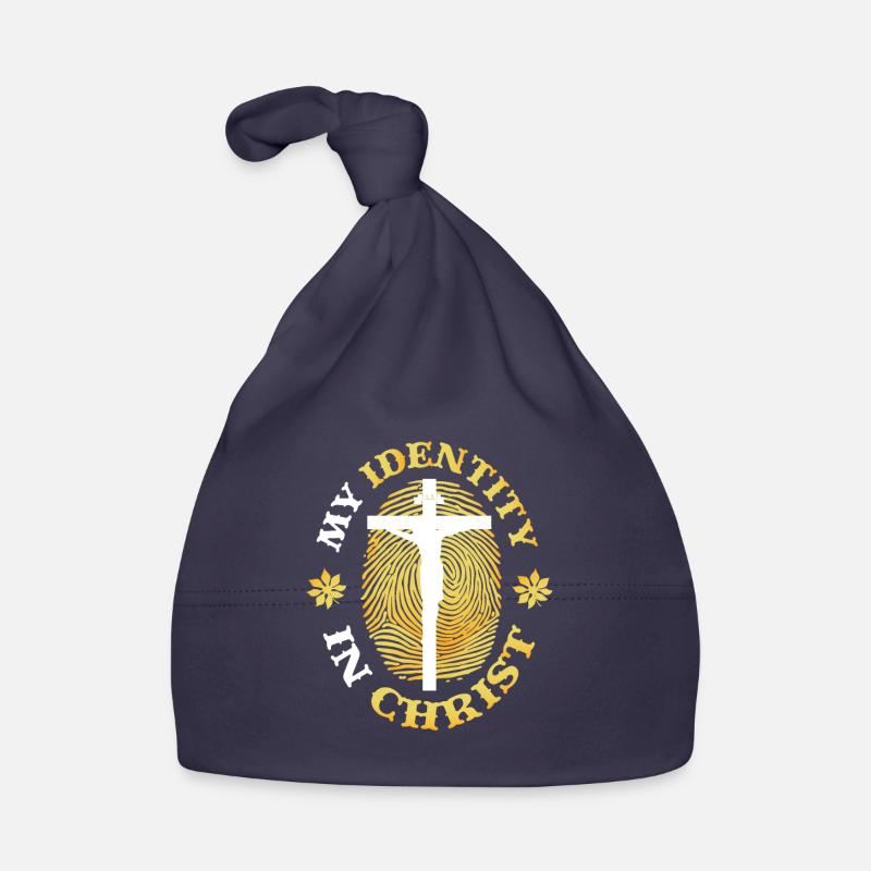 Mon identité en Christ, le christianisme - Bonnet bio Bébé - marine