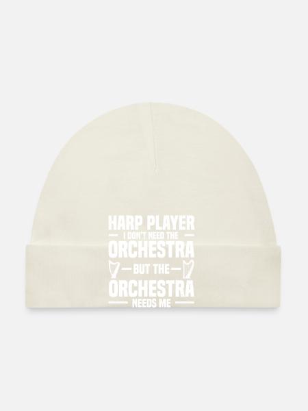 Harfe Musikinstrument Harfenist Orchester Geschenk - Baby Bio-Mütze - Navy - Vorne