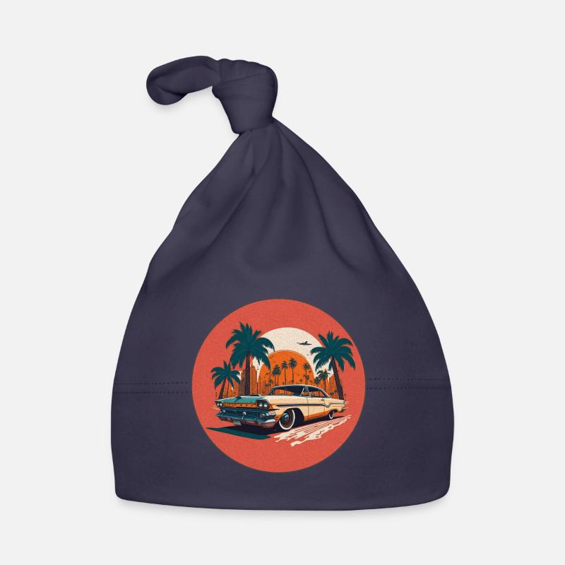 Retro Car and Miami Sunset Organic Baby Cap