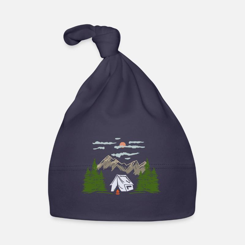 Tent in the forest by the campfire gift Organic Baby Cap