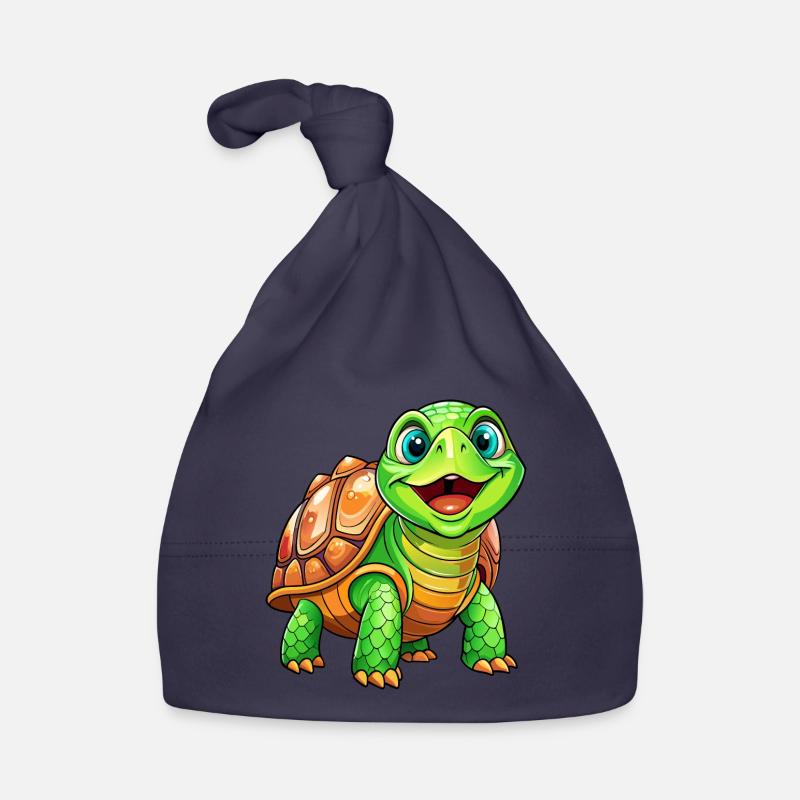 Méga Tortue Mignonne - Bonnet bio Bébé - marine