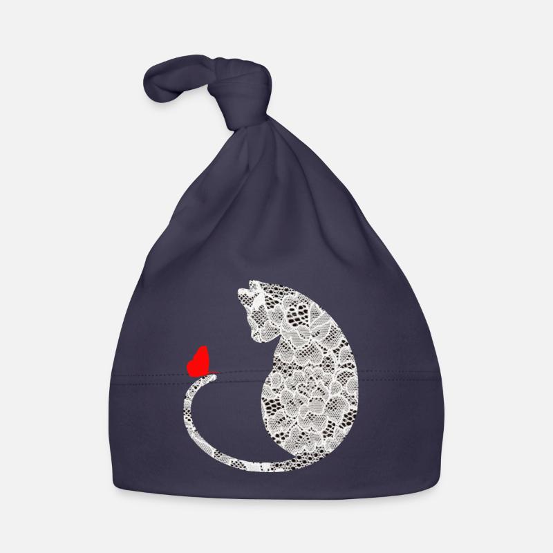 cat with butterfly white pointed Organic Baby Cap