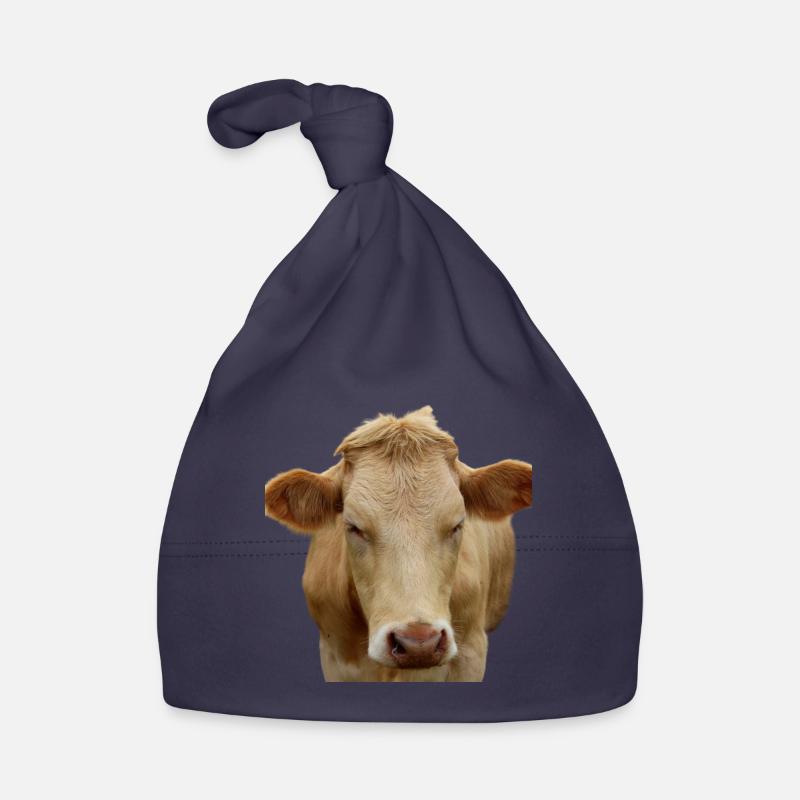 Vache Tête de vache - Bonnet bio Bébé - marine