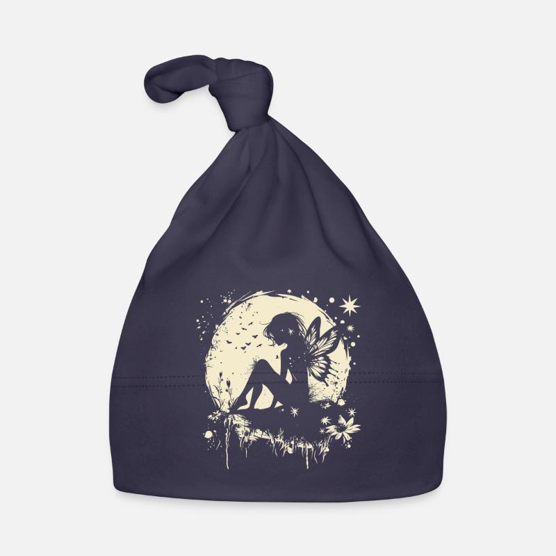 Fée, Elfe, Lune, Conte de fées, Créatures mythiques - Bonnet bio Bébé - marine